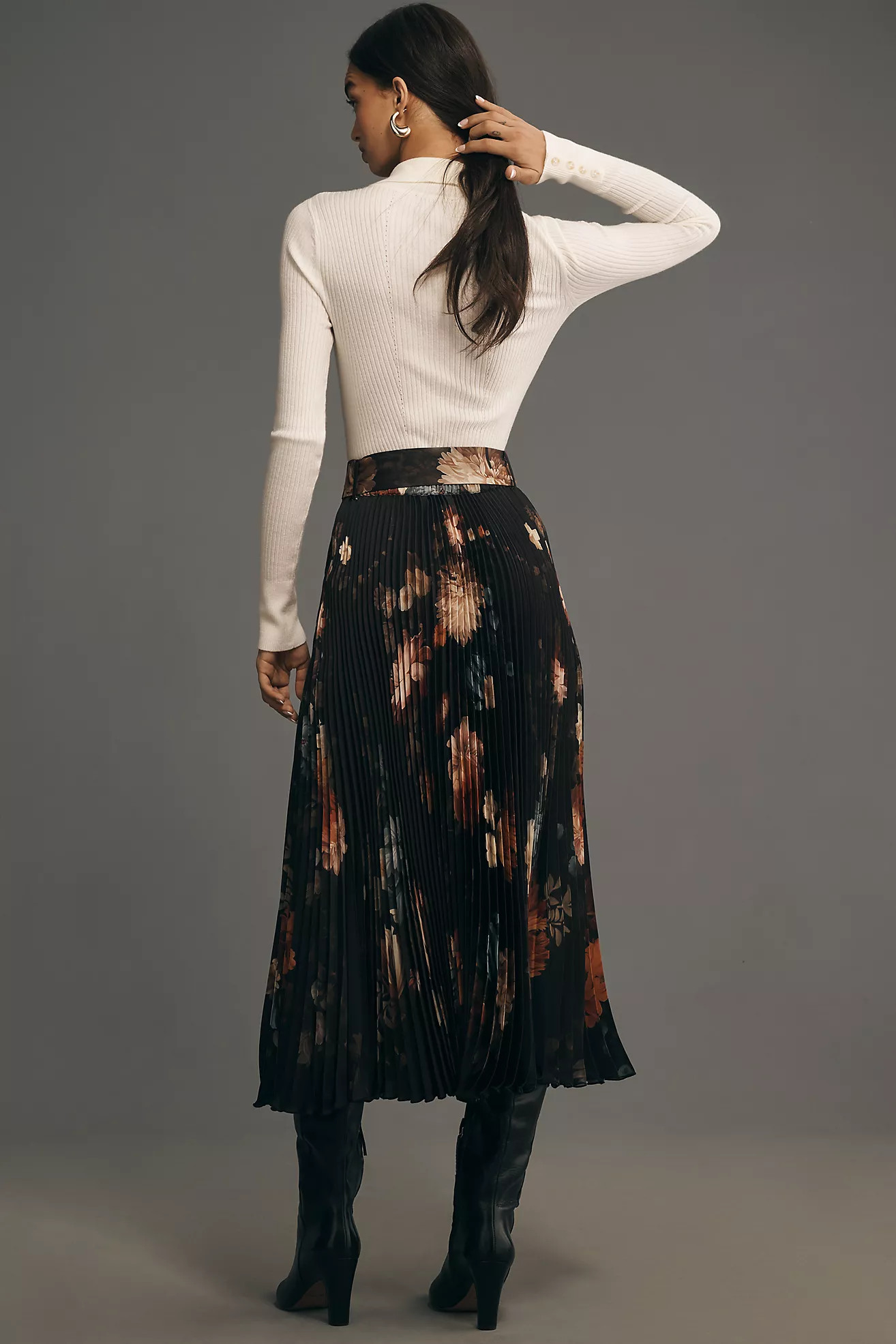 Ranna Gill Aria Pleated Midi Skirt | Anthropologie (US)