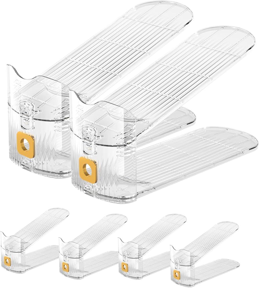 Clear Shoe Slots Organizer 6Pack Adjustable Shoe Stacker Small Space Shoe Rack Holder Shoe Storag... | Amazon (US)