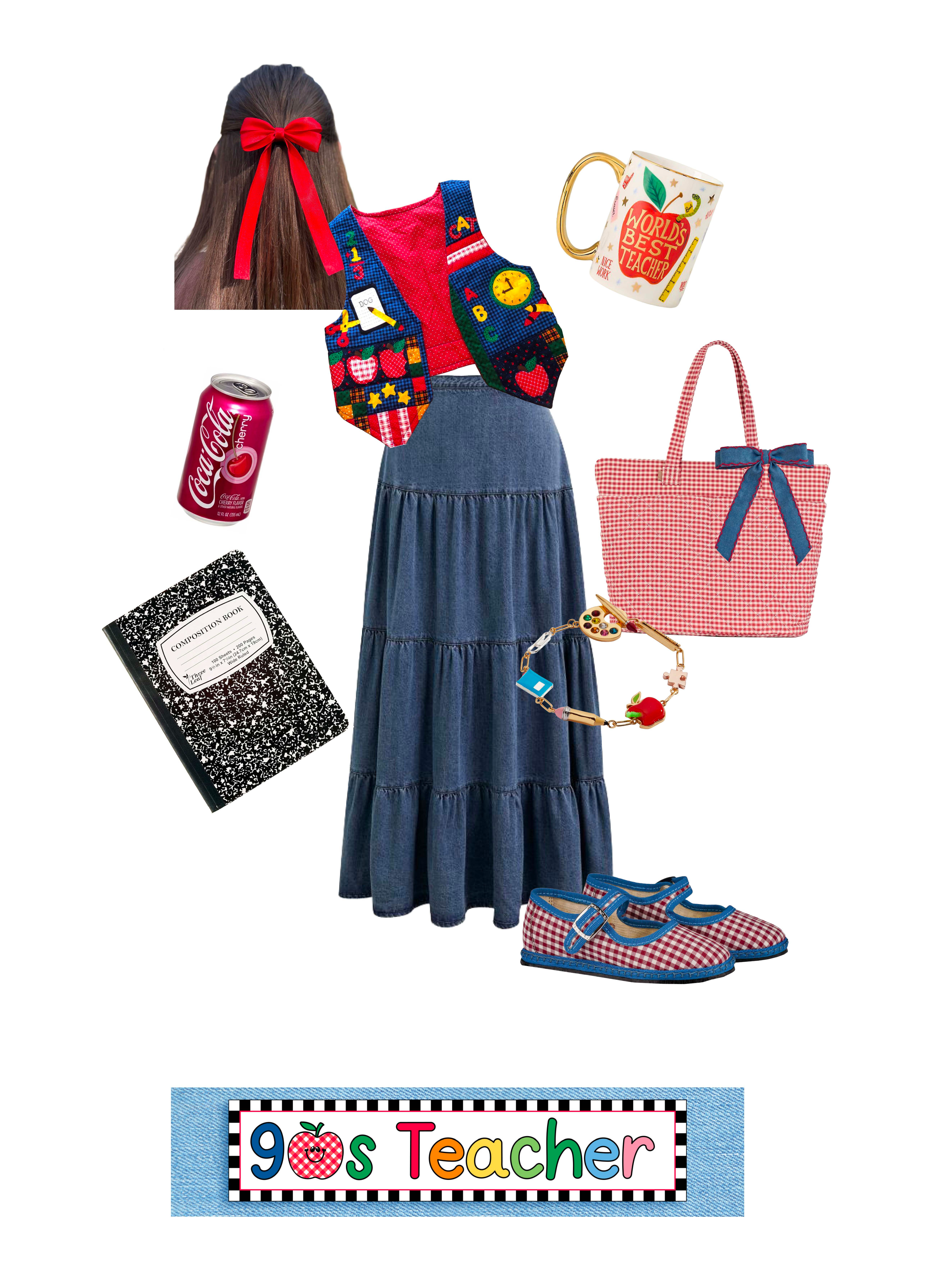 Teacher outfit inspo if your classroom aesthetic is colorful, retro, and full of 90s nostalgia 🎒✨ #TeacherStyle #TeacherOutfits #90sStyle #RetroTeacher #ClassroomDecor 

 #LTKgrwm #LTKootd #LTKWorkwear