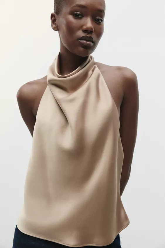 SATIN EFFECT HALTER TOP | Zara US