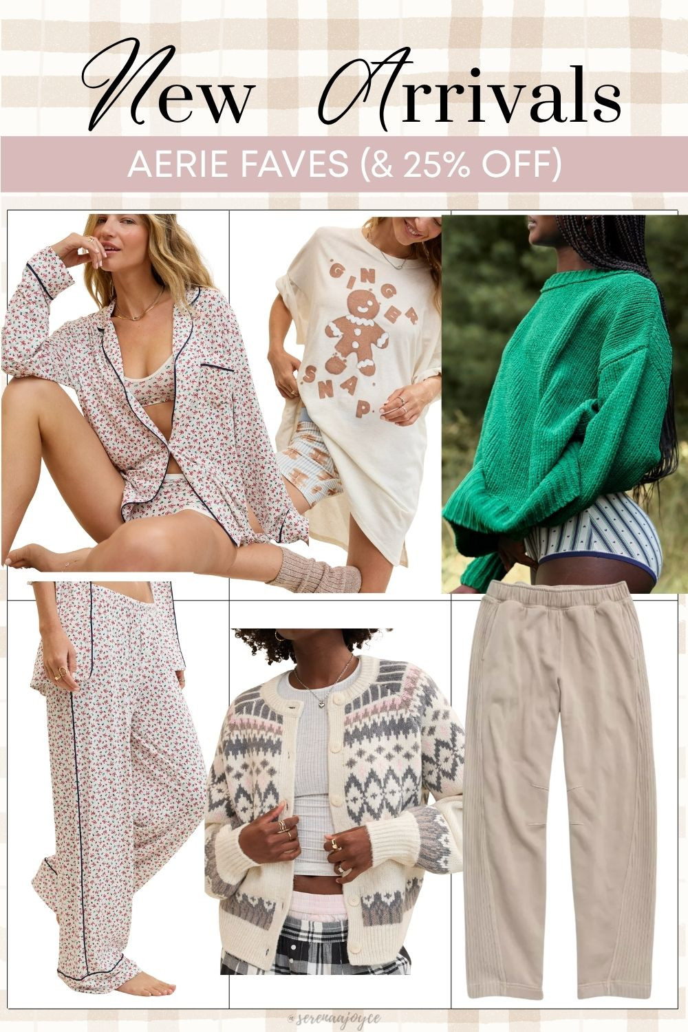 Aerie new arrivals! Cute and cozy holiday outfits. 25% off many items on the website!

christmas pajamas, holiday outfits, oversized pajama tee, tan sweatpants, fair isle cardigan

#LTKSaleAlert #LTKStyleTip #LTKFindsUnder50 

 #LTKGiftGuide #LTKHoliday #LTKSeasonal