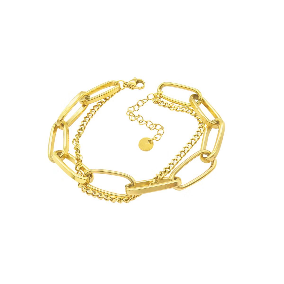 Adornia Tarnish Resistant 14k Gold Plated Oversized Paper Clip Mixed Chain Bracelet | Target