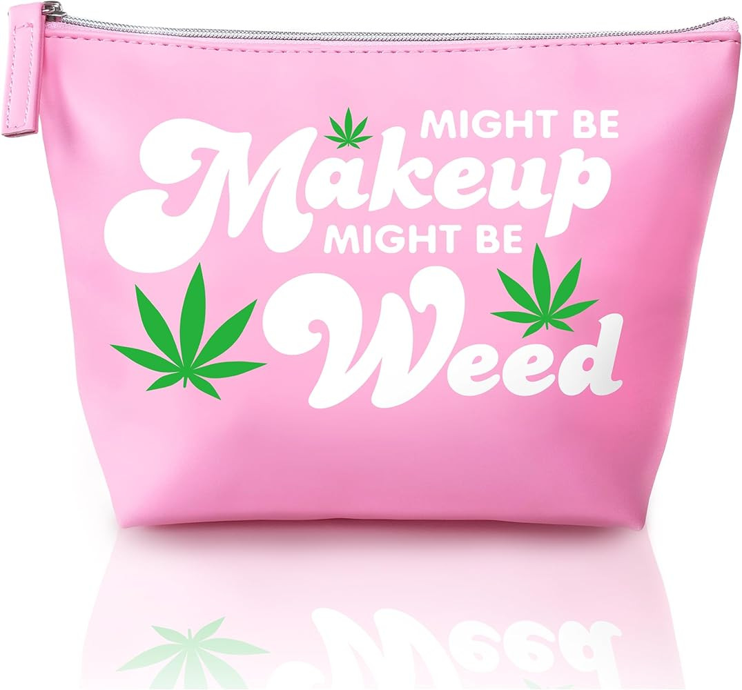 Vegan Leather Might Be Makeup Bag Cute Pink Girly Girl Christmas Gift for Women Mom Best Friend B... | Amazon (US)