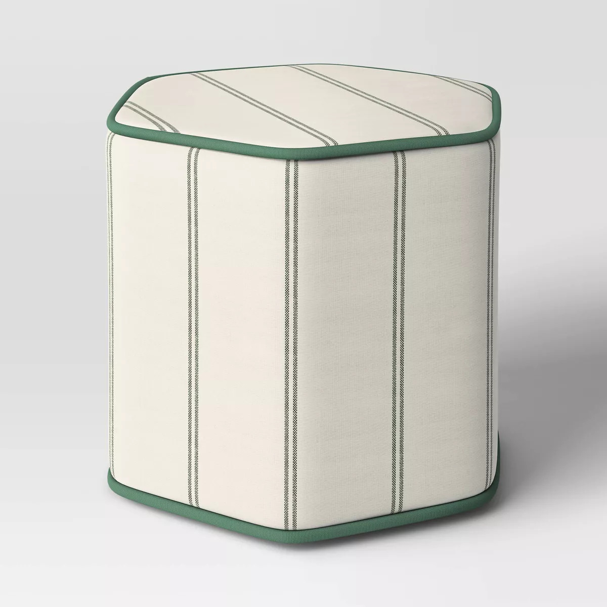 18"x16" Lydia Stripe Hexagon Outdoor Patio Poufs Green/Off-White - Threshold™ designed with Stu... | Target