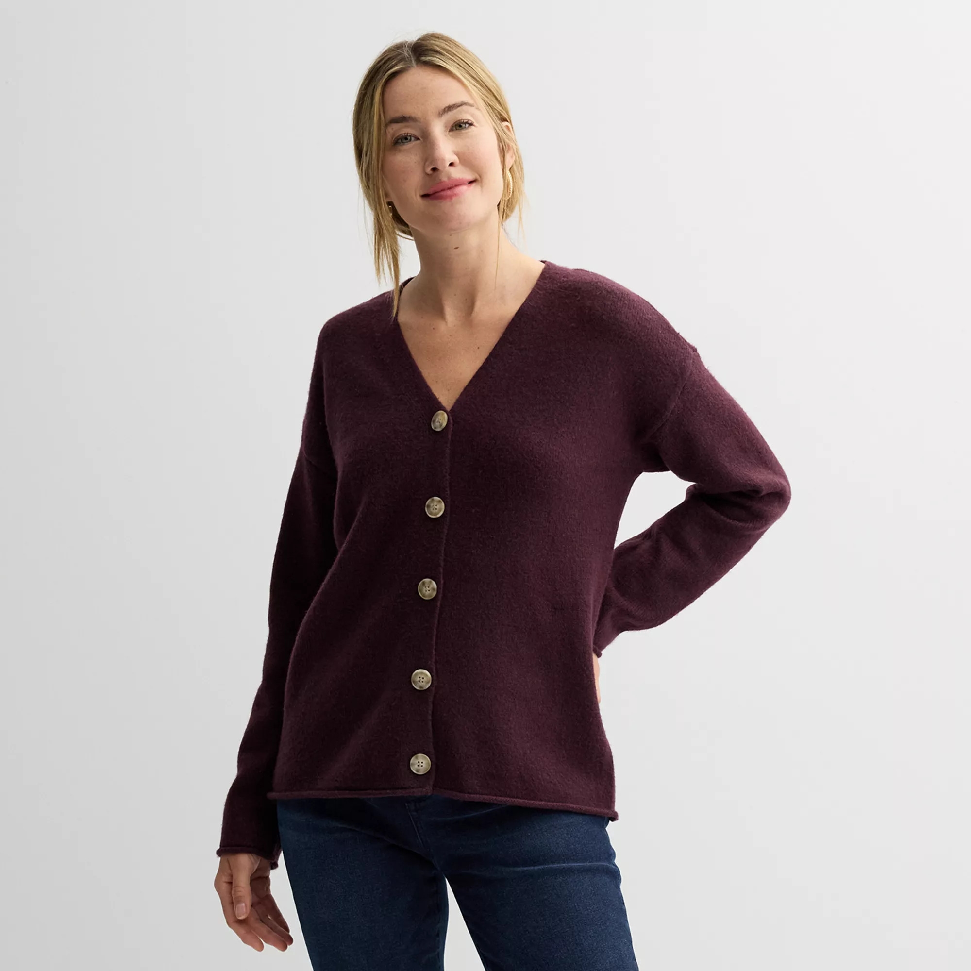 Women's Sonoma Goods For Life® Oversized Button Front Cardigan | Kohl's