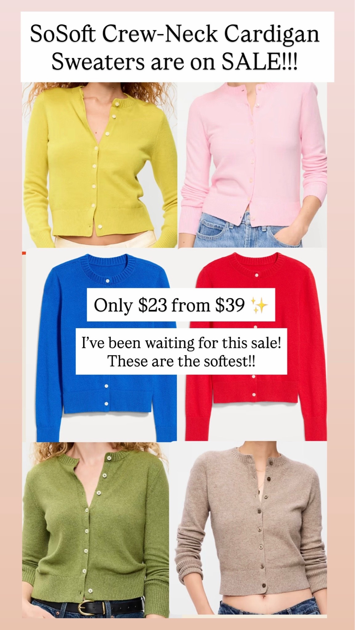 SoSoft Crew-Neck Cardigan Sweaters are on sale!!!

#LTKSaleAlert