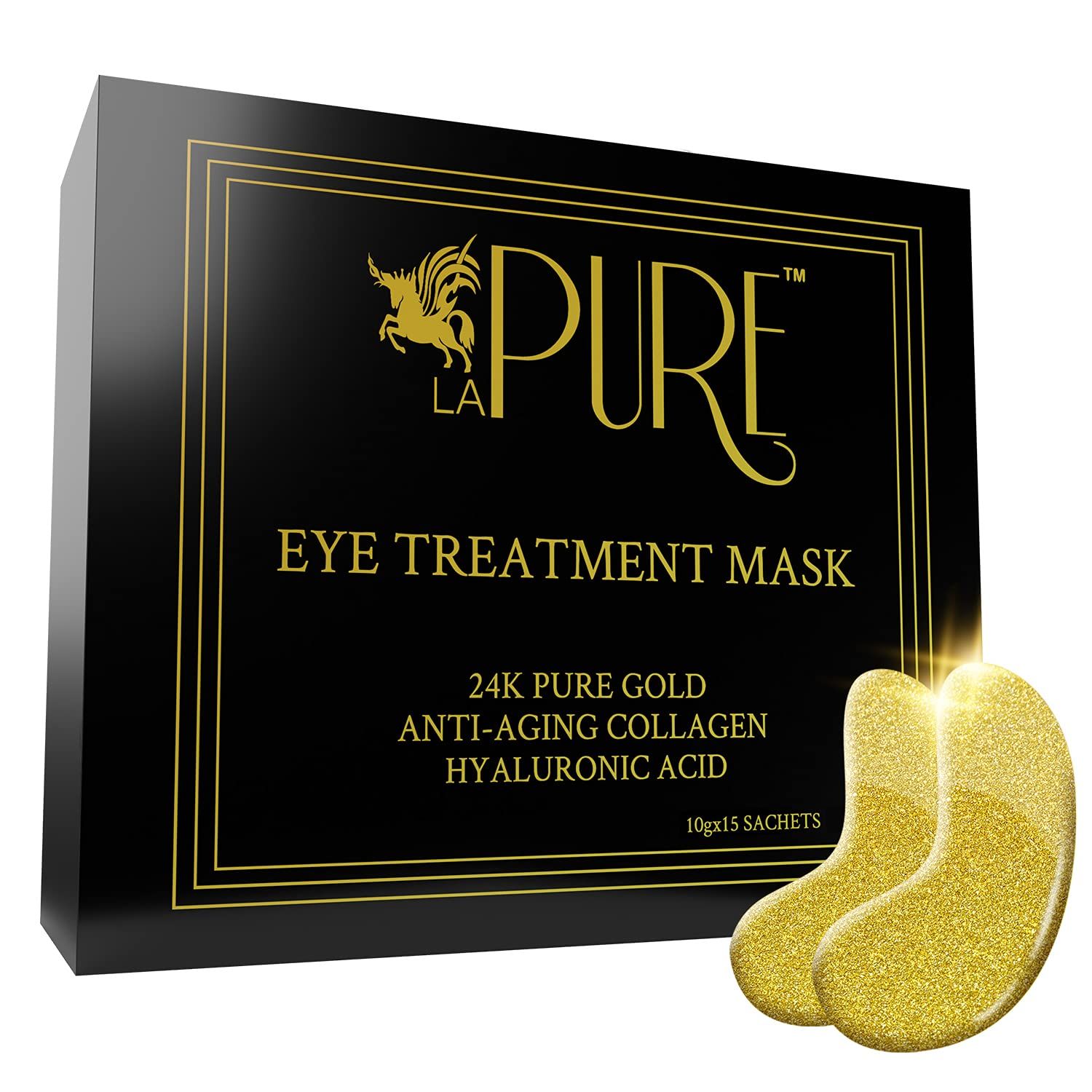 LA PURE 24K Gold Eye Treatment Masks - Under Eye Patches, Dark Circles Under Eye Treatment, Under... | Amazon (US)