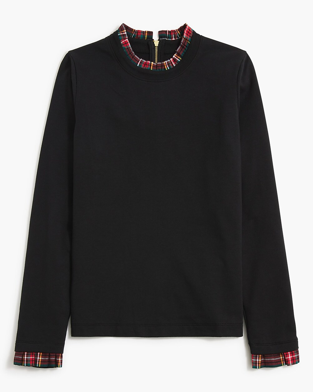 Tartan ruffle-collar pullover | J.Crew Factory