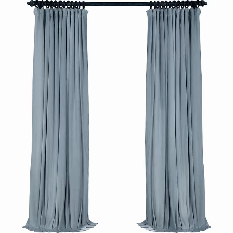 Pair of Baby Blue Velvet Curtains, Bedroom Velvet Curtains, Living Room Velvet Curtains, Custom C... | Etsy (US)
