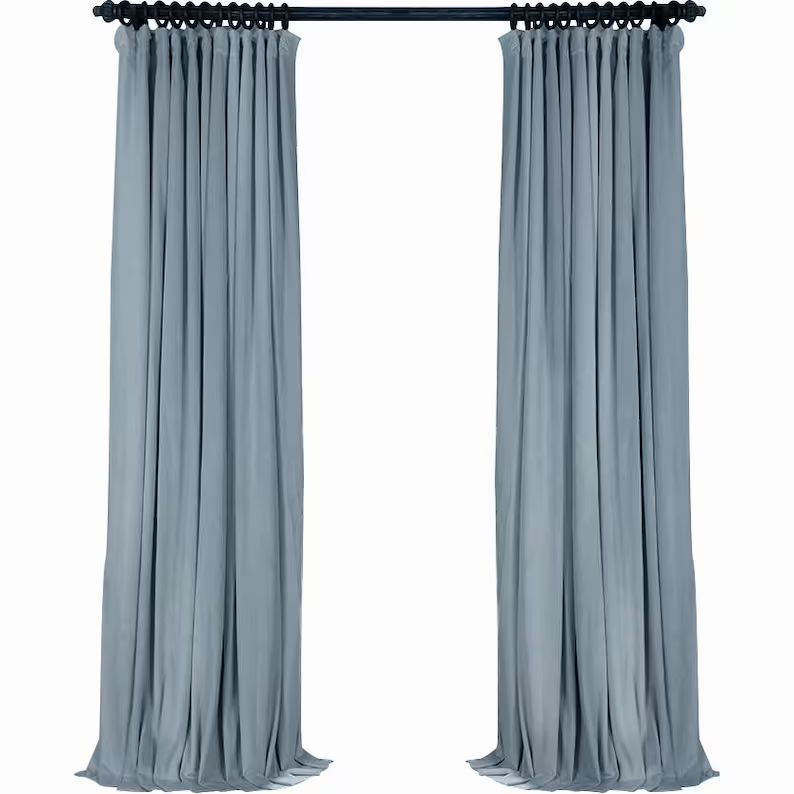 Pair of Baby Blue Velvet Curtains, Bedroom Velvet Curtains, Living Room Velvet Curtains, Custom C... | Etsy (US)