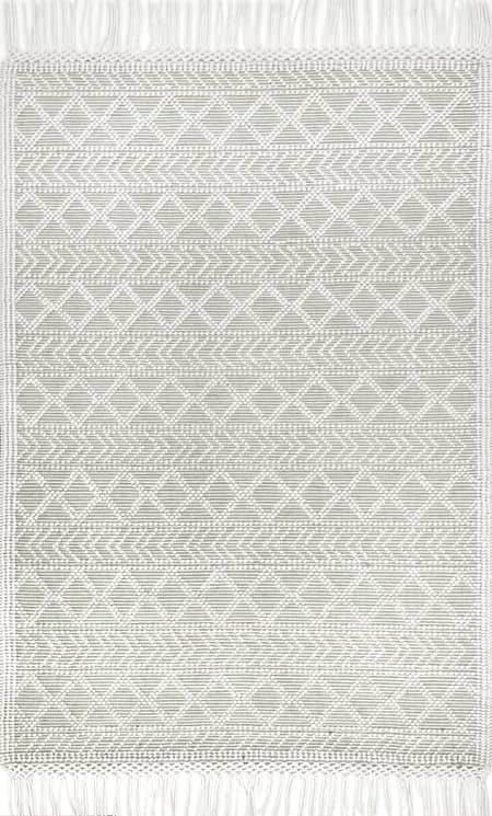 Cream Textured Achromatia With Tassels Area Rug | Rugs USA