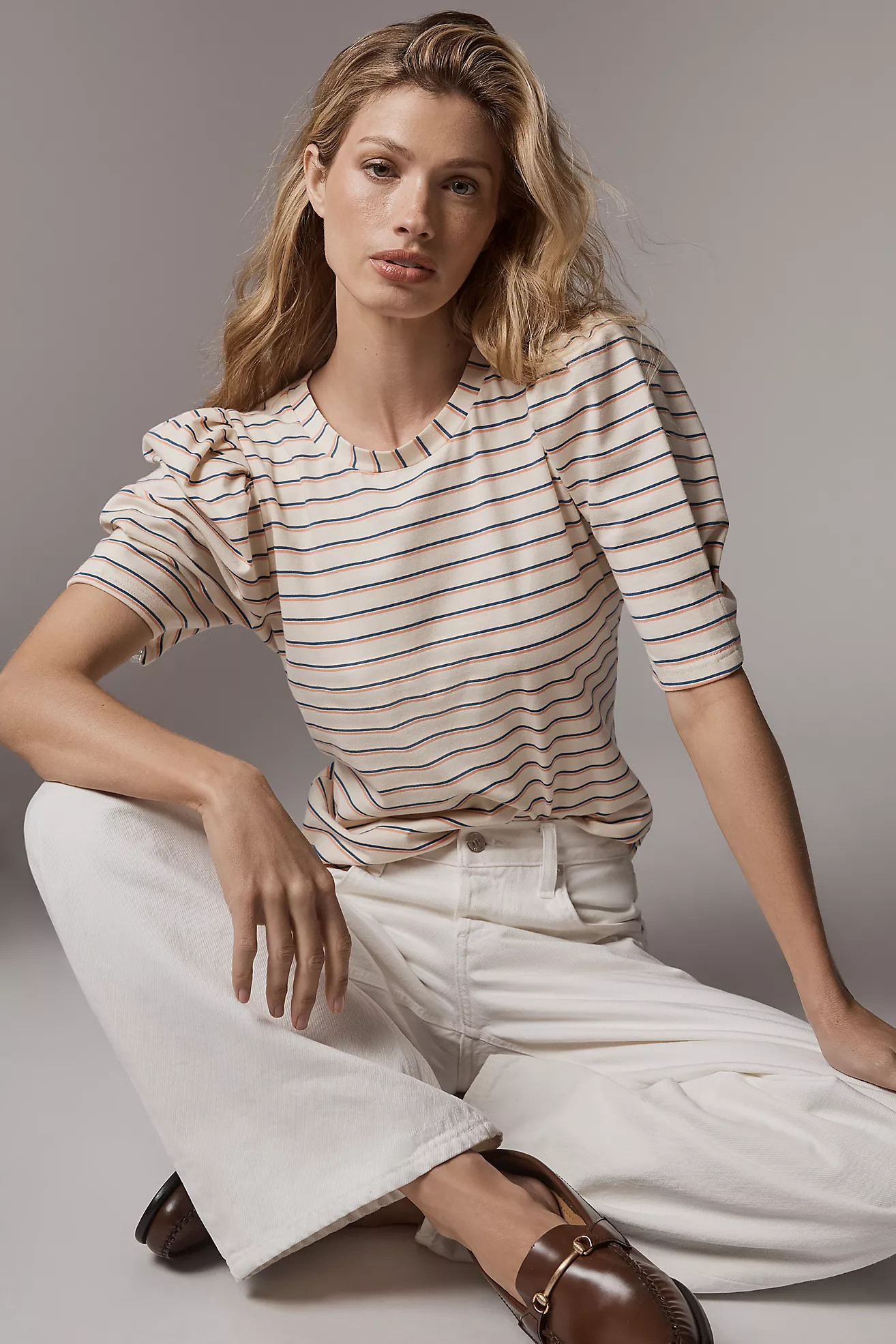 English Factory Puff-Sleeve Striped Top | Anthropologie (US)