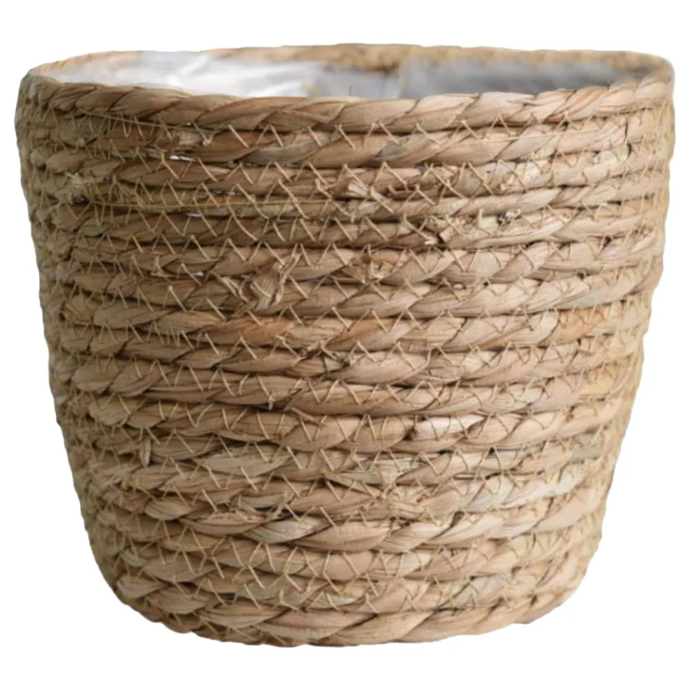 BESTONZON Hand Woven Planter Basket Rustic Plant Container Straw Flower Pot with Plastic Liner | Walmart (US)