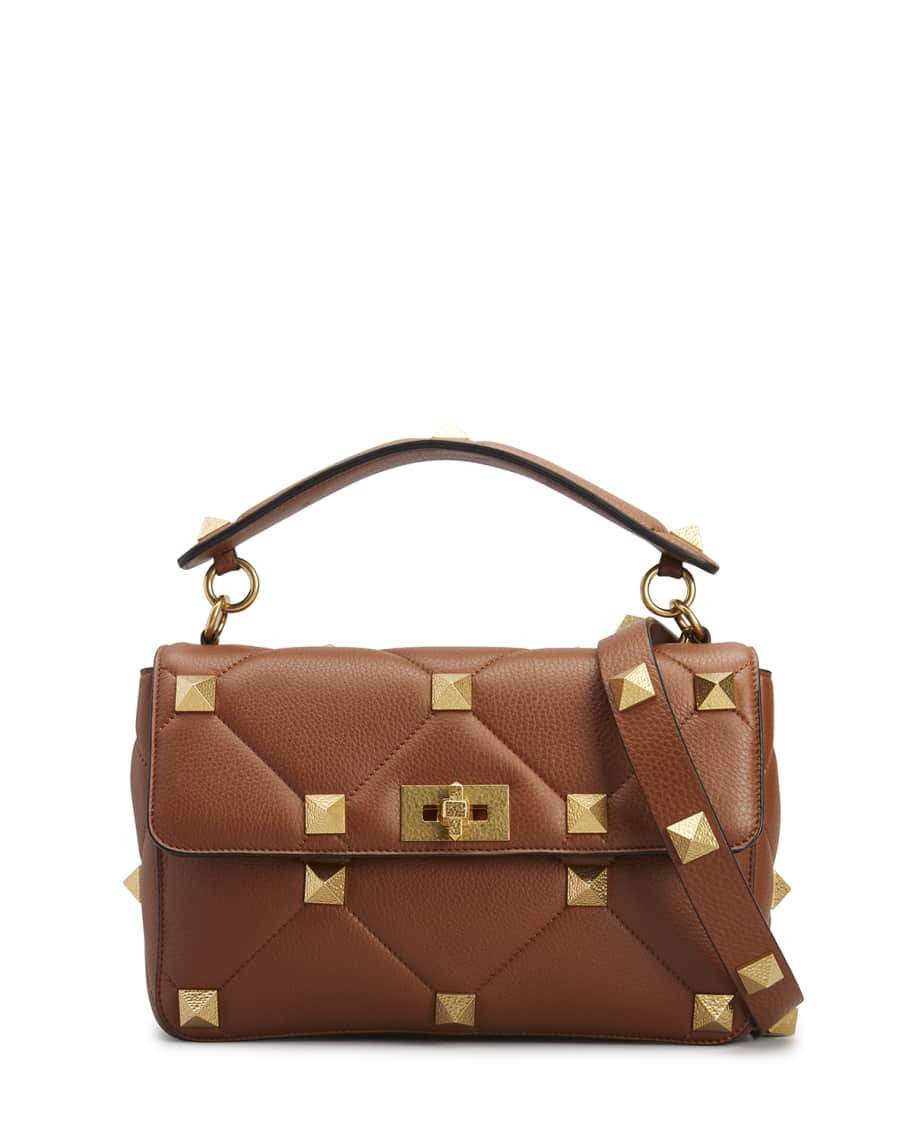 Valentino Garavani Roman Stud Grained Leather Medium Shoulder Bag | Neiman Marcus