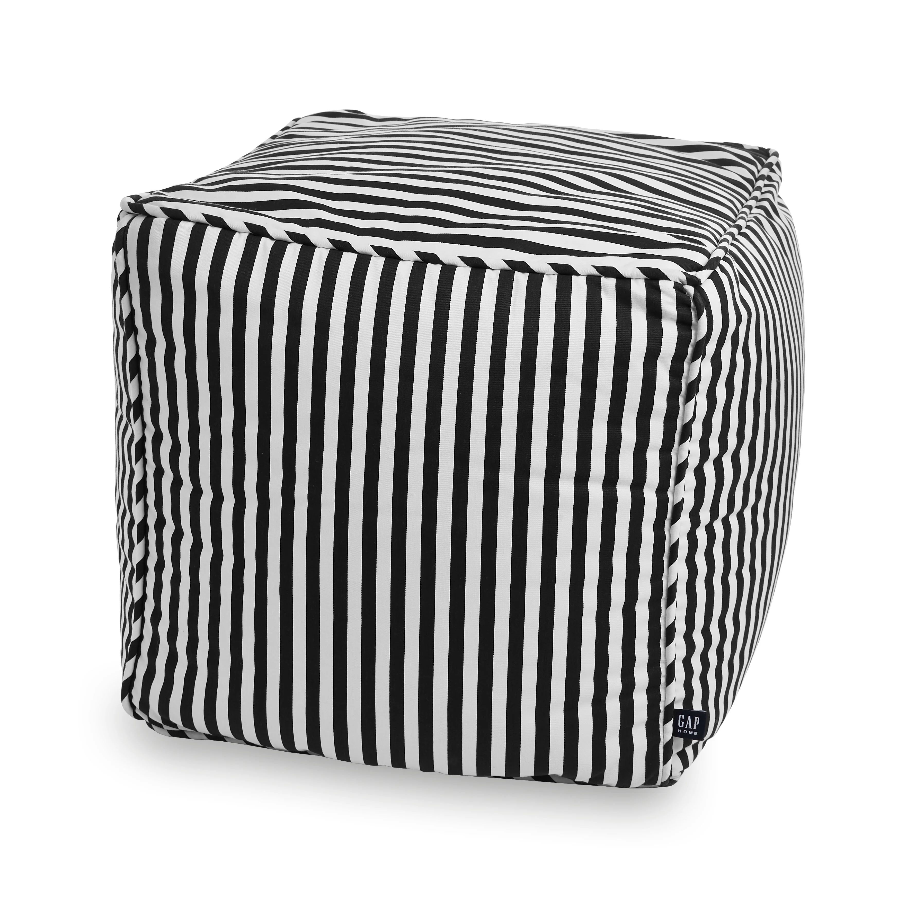 Gap Home Mini Stripe Outdoor Pouf, Black, 16"x16"x16" - Walmart.com | Walmart (US)