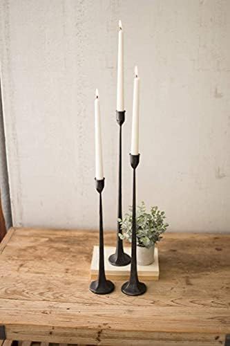 Amazon.com: Kalalou Set of 3 Tall Cast Iron Taper Large Candle Holders : Home & Kitchen | Amazon (US)