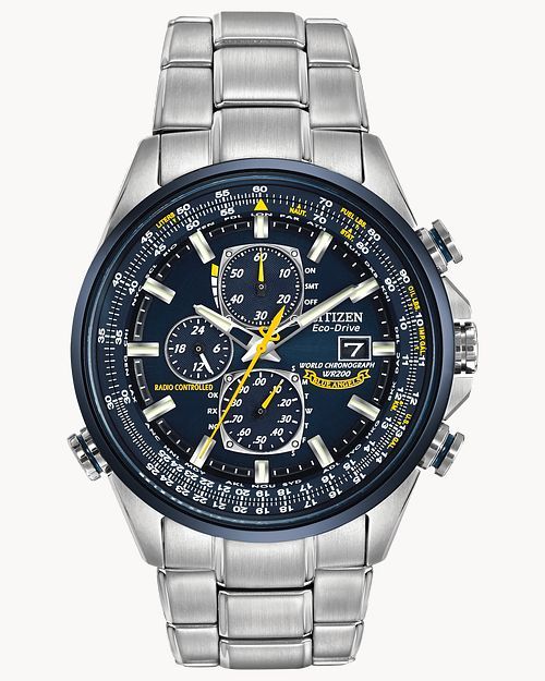 World Chronograph A-T - Men's Eco-Drive Steel Blue Dial Watch | CITIZEN | Citizen Watch