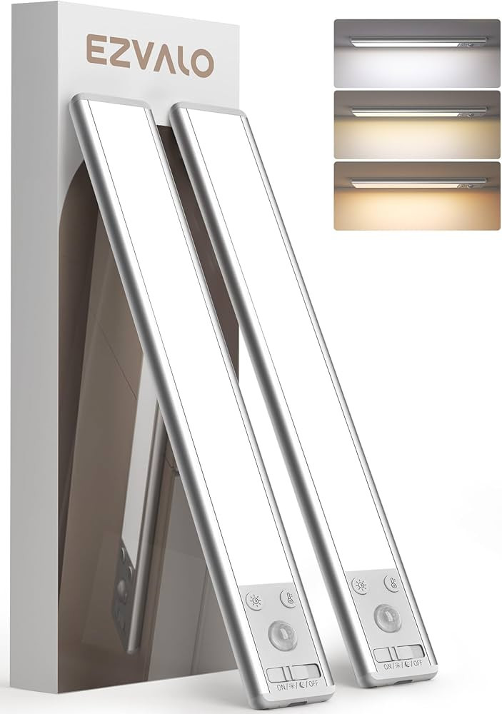 EZVALO Under Cabinet Lighting, 2400mAh Rechargeable Motion Sensor Light Indoor, 3 Color Temps, 5-... | Amazon (US)