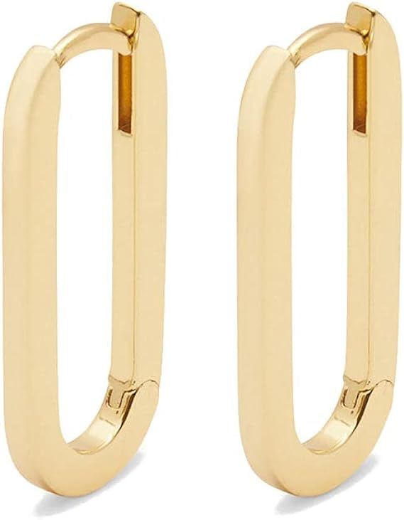 gorjana Women's Parker Huggie Earrings, 18K Gold Plated and Silver Plated, High Shine Retro Elong... | Amazon (US)