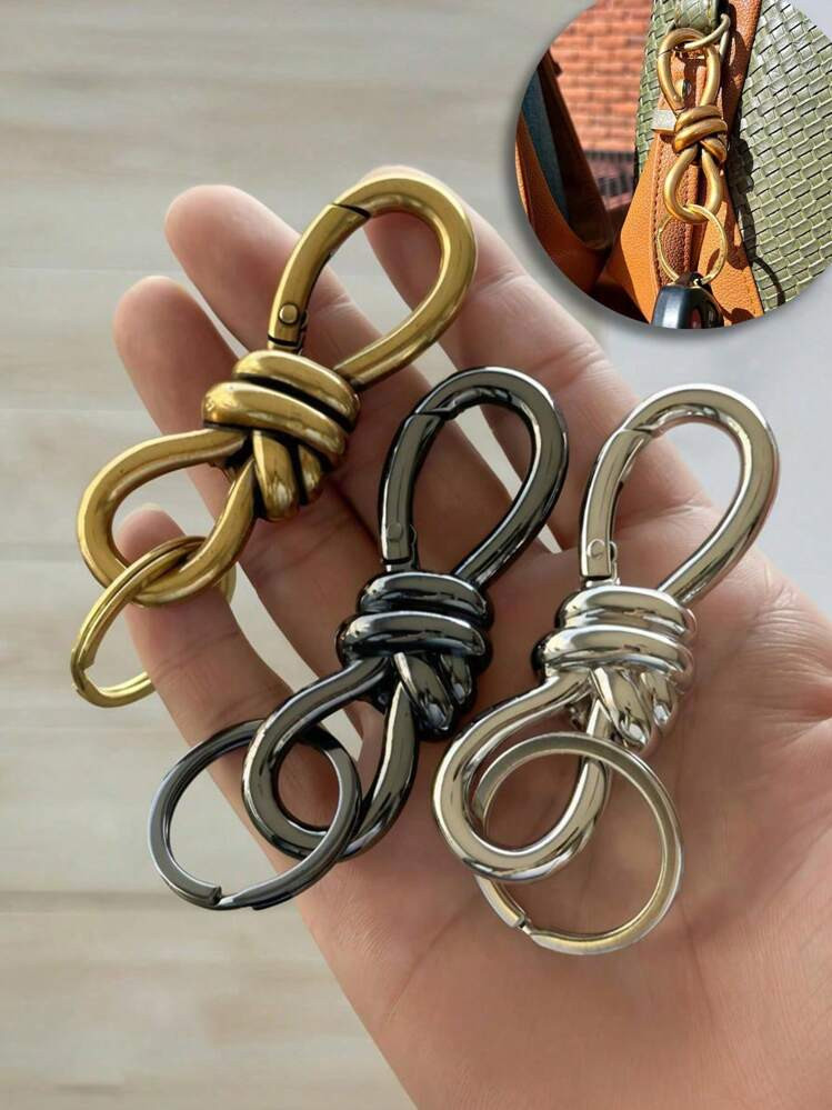 Twist Knot Clasp Bag Charms Keychain, D-Ring Keychain - High-Quality Luxury Purse Accessory, Perfect For Adding Style To Your Bags, Everyday Use, Special Occasions, Versatile Design, Fashion Statement, Elegant And Stylish, Durable And Functional, Adds A Touch Of Sophistication.Suitable For Female Friends, Anniversary Gifts, Back To School Gifts | SHEIN