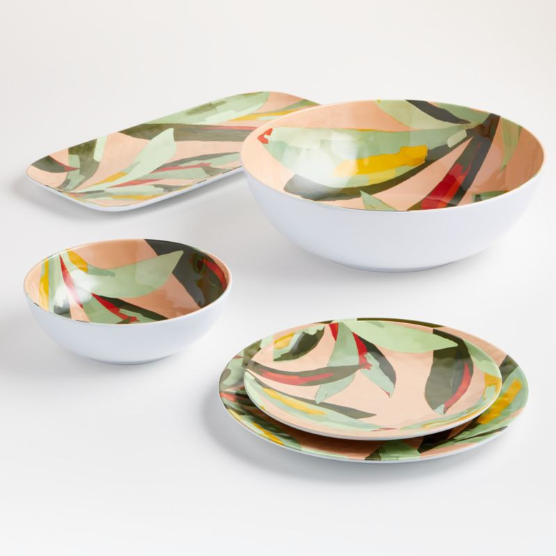 Breezy Melamine Palm Leaf Dinnerware | Crate and Barrel | Crate & Barrel