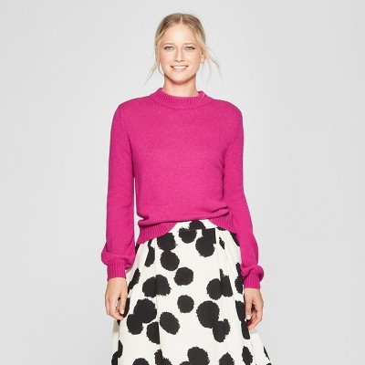Women's Long Sleeve Button Back Crew Sweater - Who What Wear™ Pink S | Target