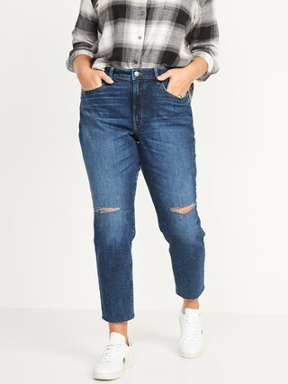 High-Waisted O.G. Straight Ripped Cut-Off Jeans for Women | Old Navy (US)