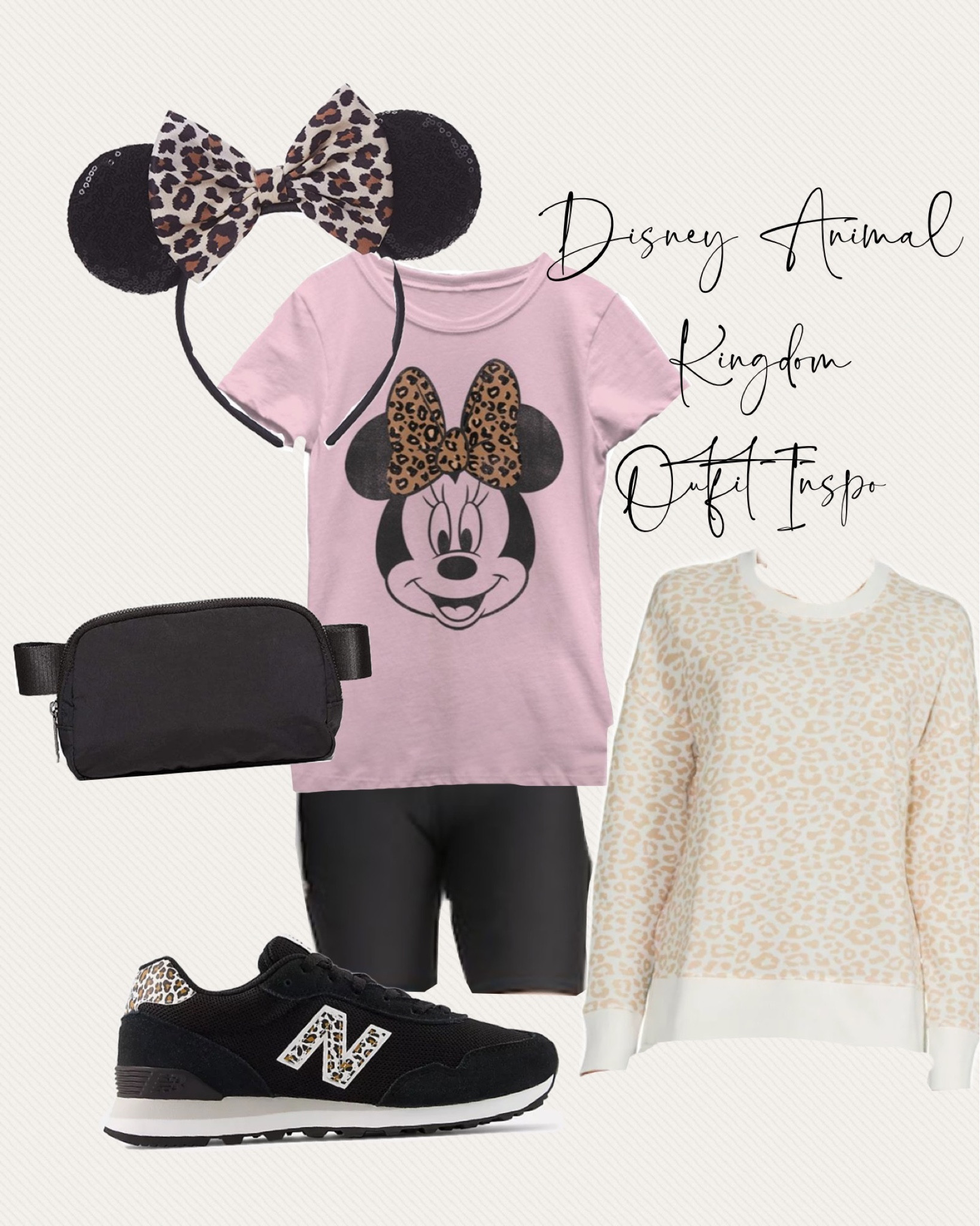 Disney animal kingdom outfit Inspo
Amusement park outfit
Cheetah Minnie Mouse 
Mouse ears
Belt bag
Bike shorts
$12 Leopard pullover  size up 1 for oversized fit 
Fresh foam sneakers 
Disney land
Disney world
Disney trip
Disney outfit 

#LTKSeasonal #LTKtravel #LTKunder50