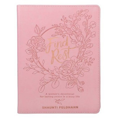 Find Rest Womens Devotional for Lasting Peace in a Busy Life - Pink Faux Leather Flexcover Gift Book Devotional W/Ribbon Marker - (Leather Bound) | Target