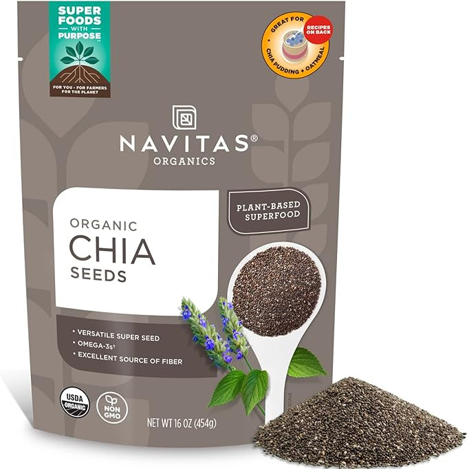 Navitas Organics Chia Seeds – For Chia Pudding, Smoothies, Baking, Salads & More – Omega 3, F... | Amazon (US)