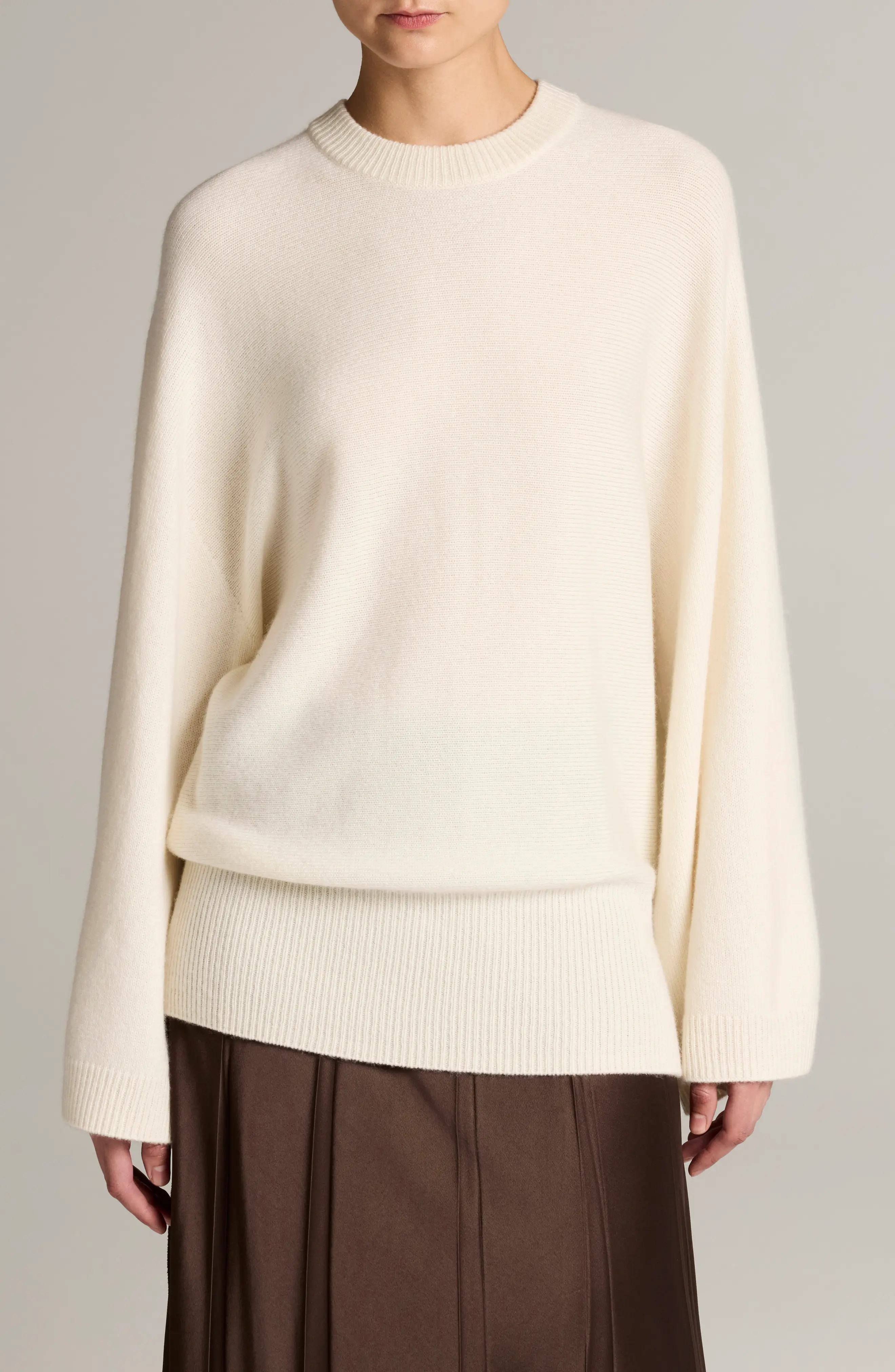 Vince Wide Sleeve Wool & Cashmere Crewneck Sweater in Off White at Nordstrom, Size Medium | Nordstrom