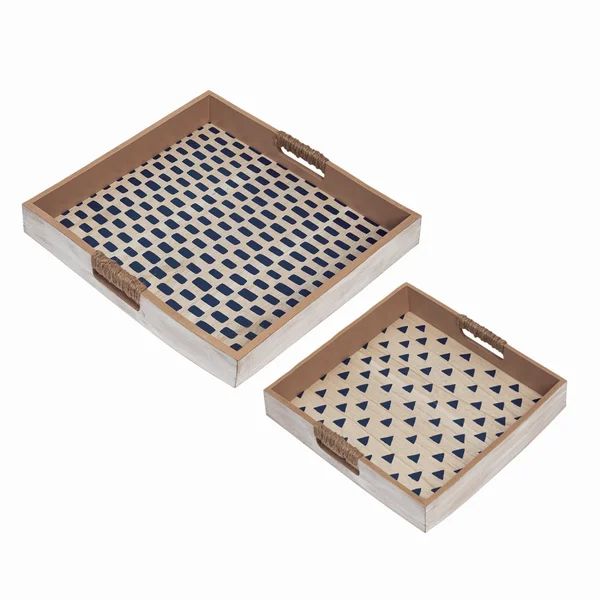 Latitude Run® Wood 18" Multi Spring Nested Serving Trays With Jute Wrapper Handles | Wayfair North America