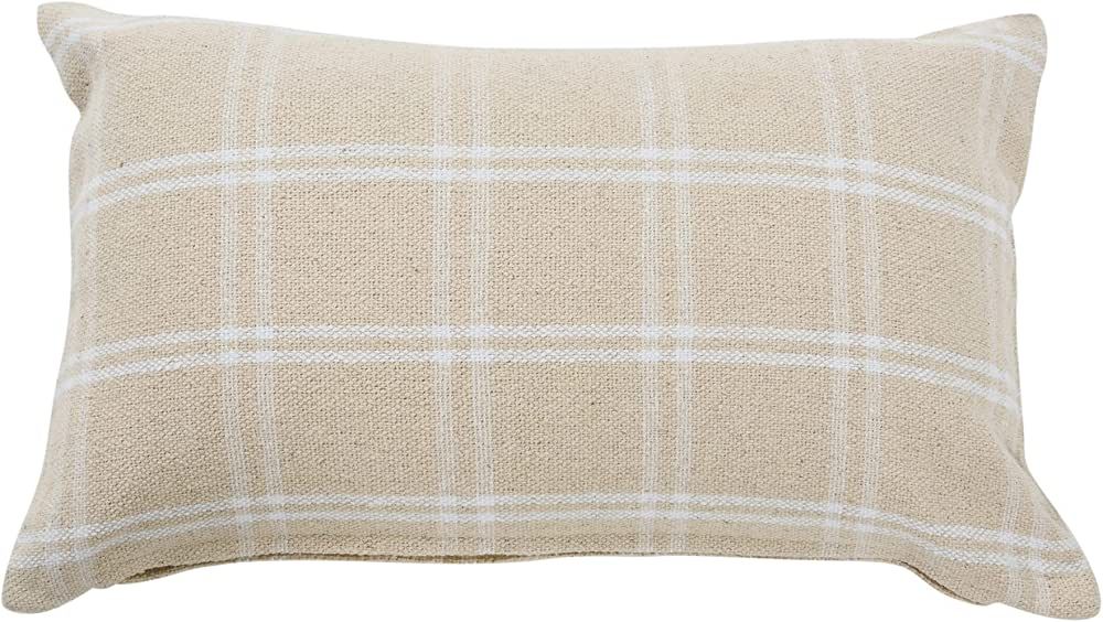 Creative Co-Op Plaid Cotton Throw, Natural Pillow Cover | Amazon (US)
