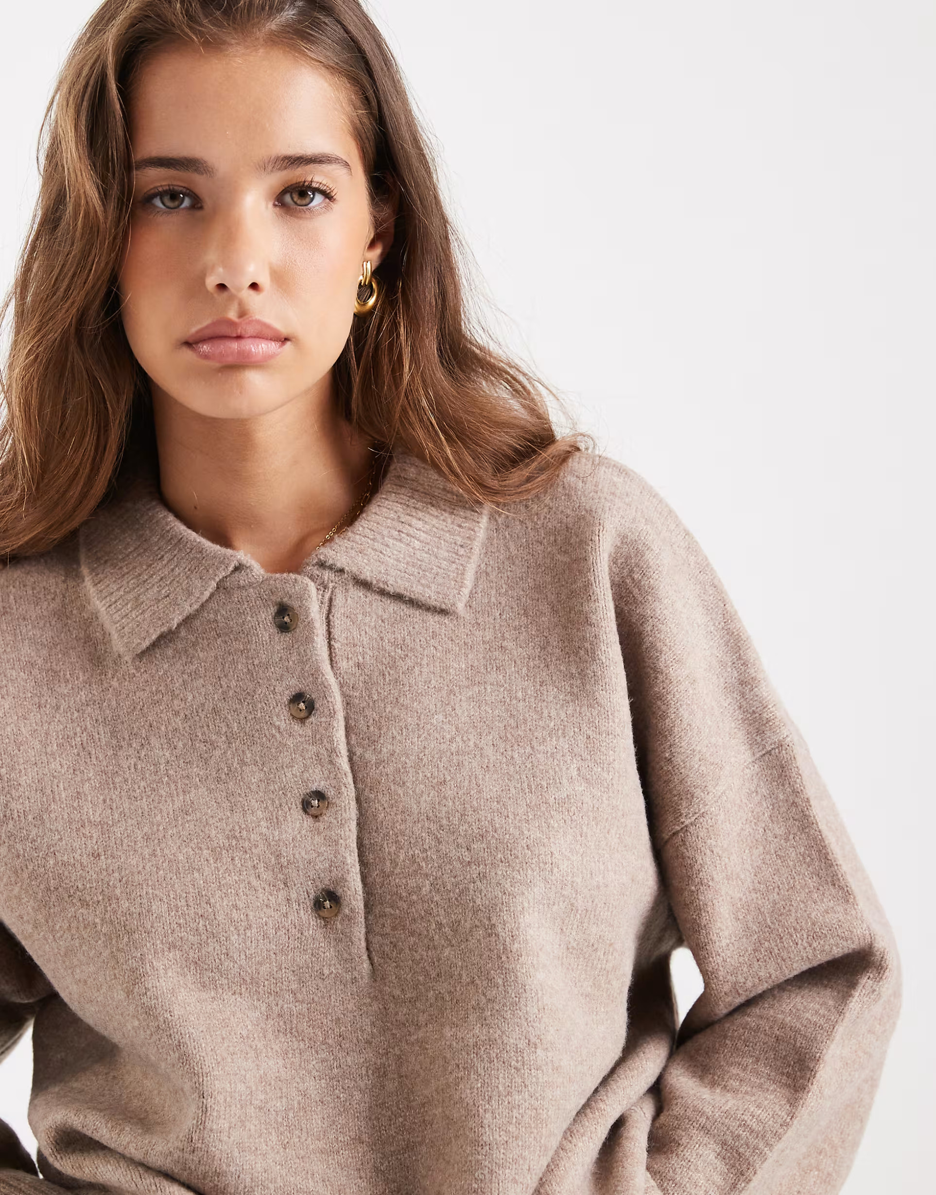 ASOS DESIGN knitted compact polo shirt in mushroom | ASOS | ASOS (Global)