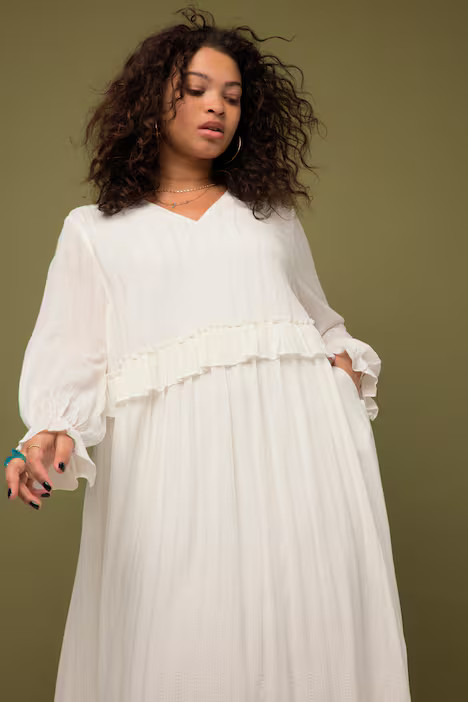 Shimmer Detail Long Sleeve Bohemian Maxi Dress | Maxi Dresses | Dresses | Ulla Popken - US & CA