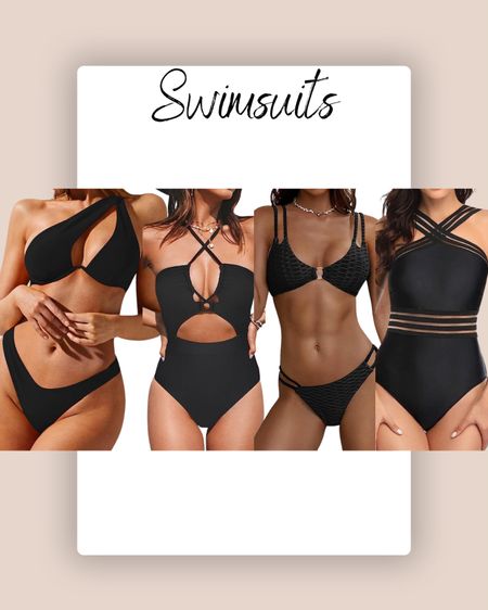 Black swimsuit, bikini, one piece swimsuit 

#LTKfindsunder50 #LTKSeasonal #LTKswim