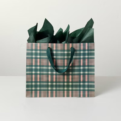 Large Plaid Gift Bag Red/Green - Hearth & Hand™ with Magnolia | Target