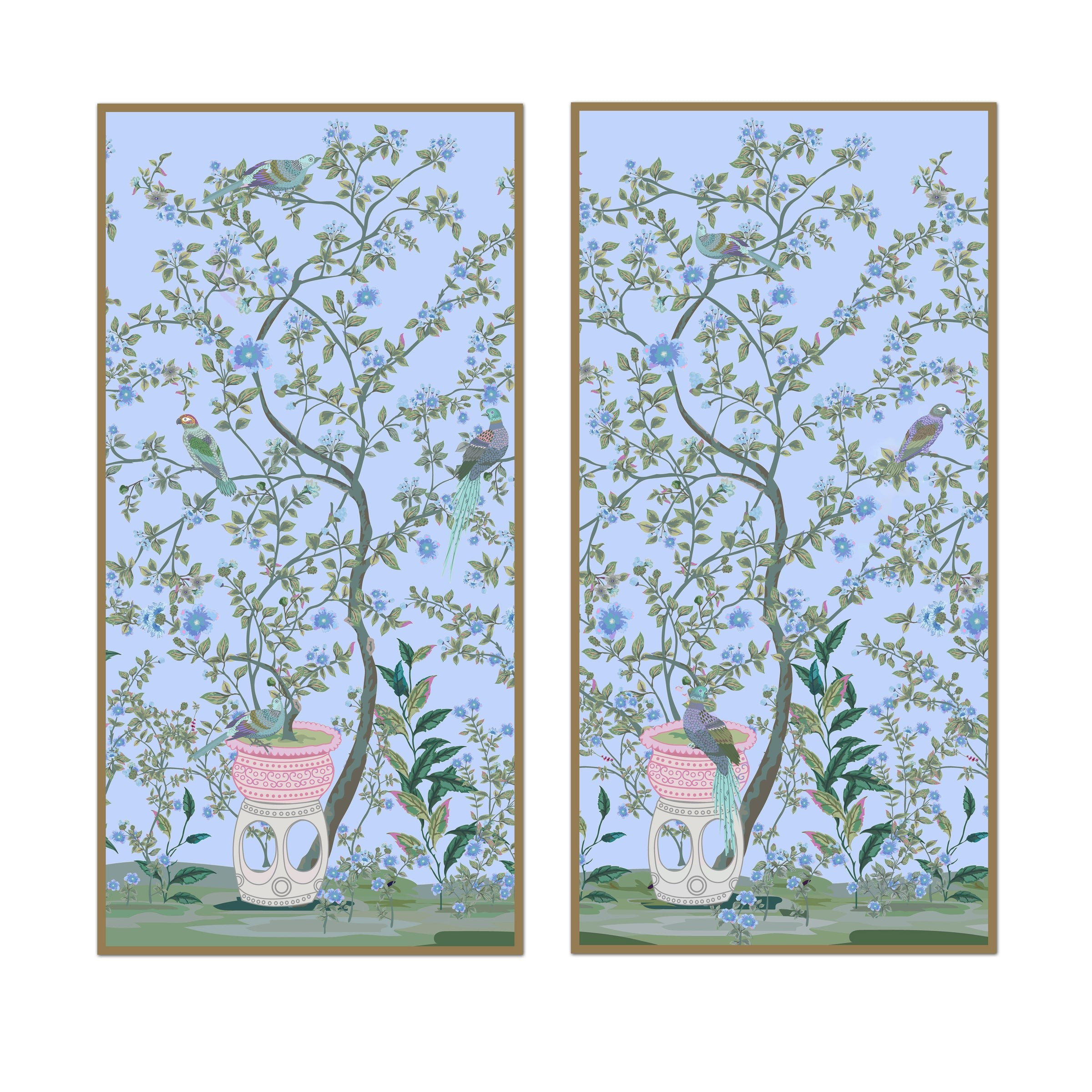 Sitting Bird Panel Pair | Urban Garden Prints