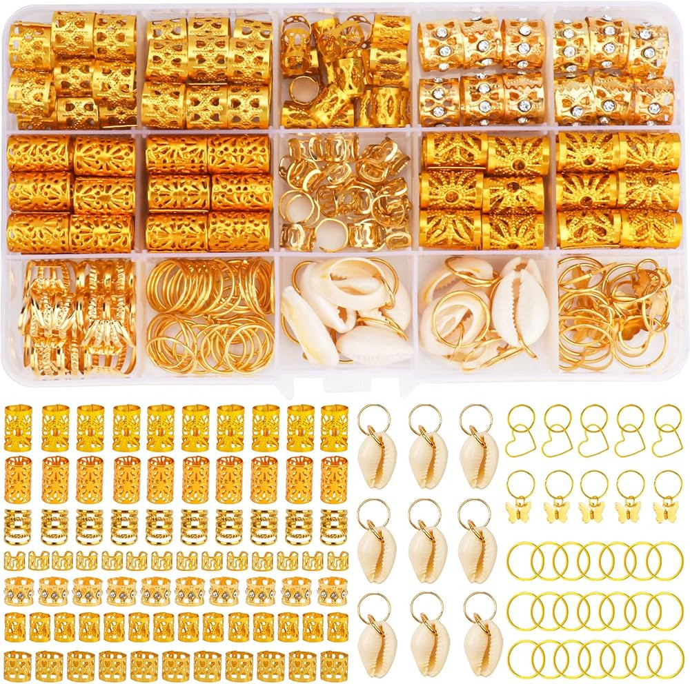 202 Pcs Hair Jewelry for Women Braids, Locs Jewelry Dreadlocks Beads Hair Braid Rings Hair Cuffs ... | Amazon (US)