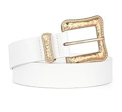 JASGOOD Plus Size Women's Leather Belt for Jeans Pants, Fashion Ladies Waist Belt with Gold Buckl... | Amazon (US)