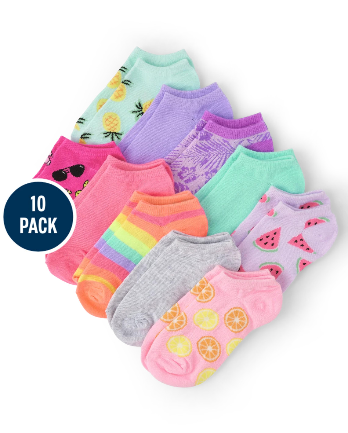 Girls Tropical Low Ankle Socks 10-Pack - multi | The Children's Place