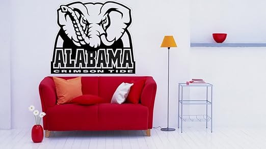 Alabama Crimson Tide NCAA Logo Room Garage Decor Original Wall Art Sport Fans Boys Room (Silver) | Amazon (US)
