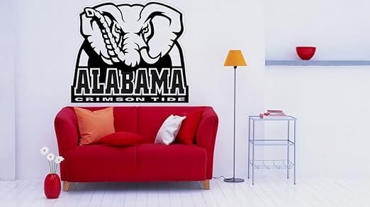 Alabama Crimson Tide NCAA Logo Room Garage Decor Original Wall Art Sport Fans Boys Room (Silver) | Amazon (US)