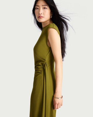 F&F Ruched Maxi Dress in Olive | Tesco F&F