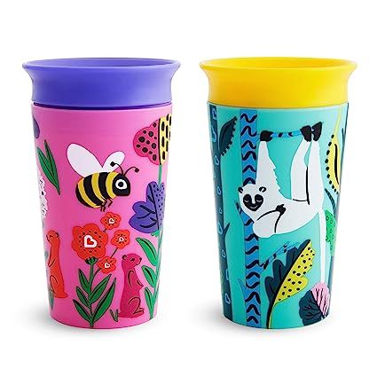 Munchkin Miracle 360 WildLove Sippy Cup, 9 Oz, 2 Pack, Bee/Lemur | Amazon (US)