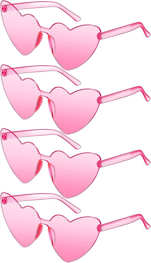 JDHXBMW Heart Shape Sunglasses Rimless Pink Heart Sunglasses Colorful Heart Glasses Rimless Glasses  | Amazon (US)