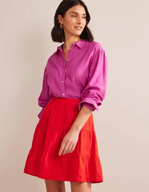 Pull On Tiered Linen Skirt | Boden (UK & IE)