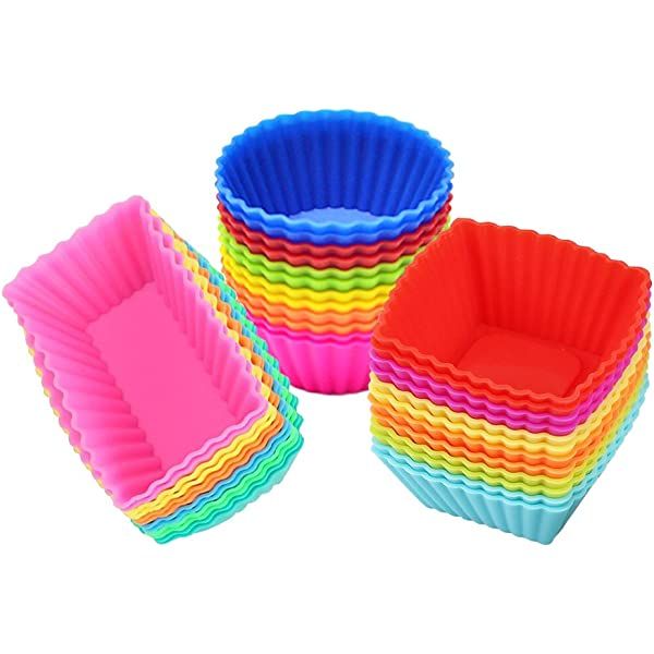 Silicone Baking Cups Muffin Cupcakes Liners Molds Sets in Storage Container-36 Pack | Amazon (US)