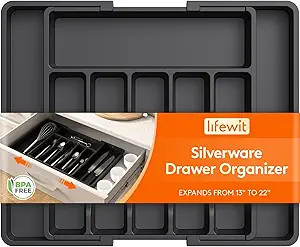 Lifewit Silverware Drawer Organizer, Expandable Utensil Tray for Kitchen, BPA Free Flatware and C... | Amazon (US)