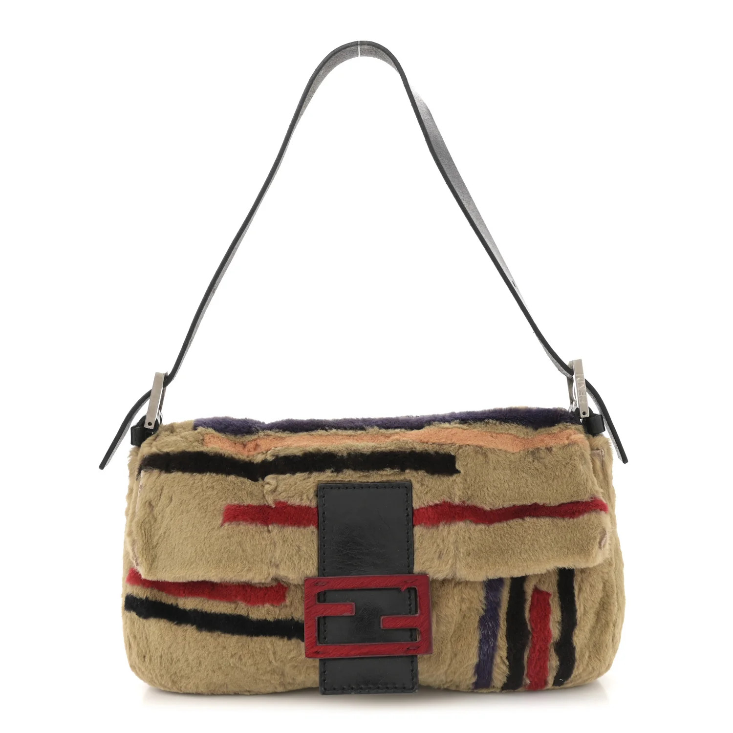 Rabbit Fur Striped Baguette Multicolor | FASHIONPHILE (US)